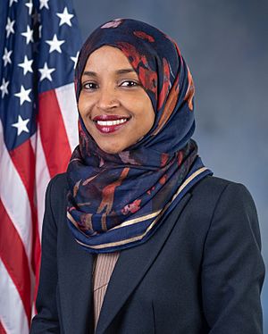 Ilhan Omar, official portrait, 116th Congress (cropped) A