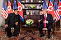 Kim and Trump in the summit room during the DPRK–USA Singapore Summit