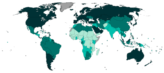 Countries by Human Development Index category (2020)