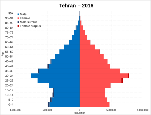 Tehran population pyramid in 2016