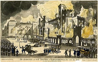 The 1834 destruction of both Houses of Parliament by fire