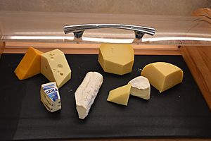 Cheese selections in the buffet