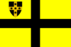 Flag of St David (early) with Diocese of St Davids Shield in Canton.svg