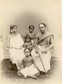Albumen photograph of an Indian family with children in the 1870s