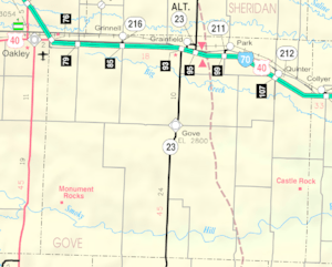 KDOT map of Gove County (legend)