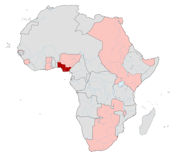 Southern Nigeria (red) British possessions in Africa (pink) 1913