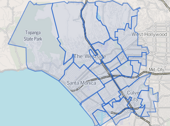 Map of Westside area, Los Angeles County