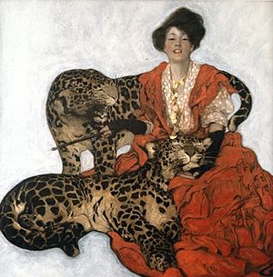 Sarah Stilwell Weber, Woman with Leopards, Collier's, March 17, 1906, cover