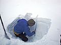 Avalanche testing snow pit