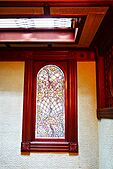 Stained glass ceiling and window Winchester Mystery House