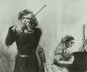 Adolph von Menzel - Joseph Joachim + Clara Schumann (Zeichnung 1854)