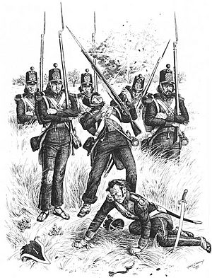 Mexican Fourth line regiment, under artillery attack