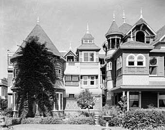 SOUTH END OF EAST FRONT - Winchester House, 525 South Winchester Boulevard, San Jose, Santa Clara County, CA HABS CAL,43-SANJOS,9-3.jpg