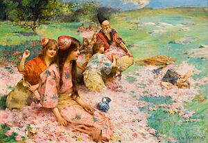 Henry Siddons Mowbray - Rose Harvest (1887)