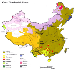 Ethnolinguistic map of China 1983