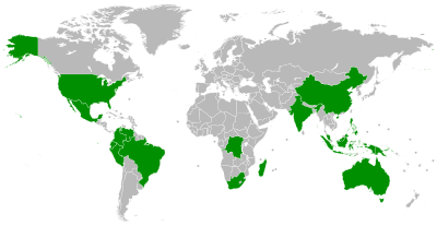 Map of the megadiverse countries