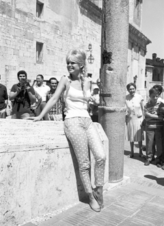 Brigitte Bardot in Spoleto, Italy on August 11, 1961.