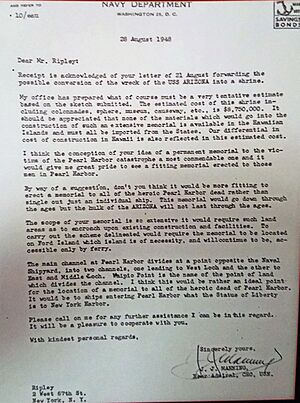 Letter from RADM J.J. Manning to Robert Ripley