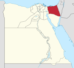 North Sinai Governorate on the map of Egypt