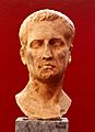 Portrait of Julius Caesar (1st cent. B.C.) at the Archaeological Museum of Sparta on 15 May 2019