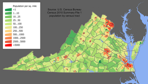 Virginia population map