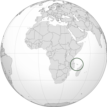Location of the Comoros (circled)