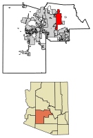 Location of Scottsdale in Maricopa County, Arizona