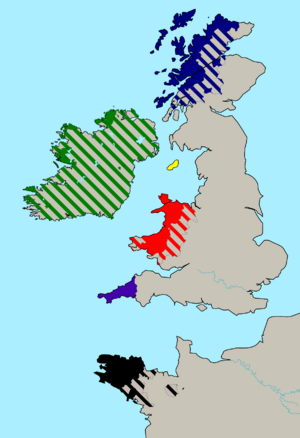 A map of the distribution of the Celtic languages