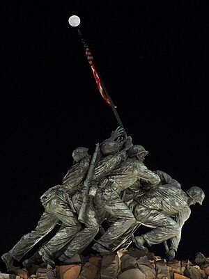 Marine corps war memorial with full moon