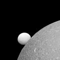 PIA18345-SaturnMoons-DioneEnceladus-CassiniHuygens-20150908