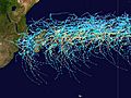 Southwest Indian Ocean cyclone tracks 1980-2005