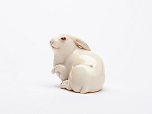 Ivory netsuke of the Hare with Amber Eyes 2