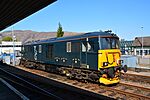 73966, Class 73 Electro-diesel in Caledonian Sleeper livery at Fort William Station.JPG