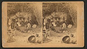 View of a group of Mohaves in a brush hut, one man very emaciated, entitled, by Wittick, Ben, 1845-1903
