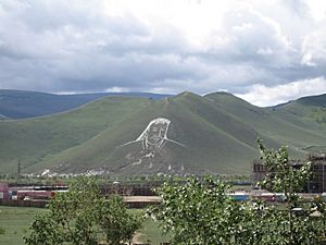 Chinggis Khan hillside portrait