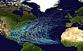 Atlantic hurricane tracks 1980-2005