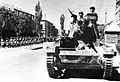Soviet tankmen of the 6th Armoured Division drive through the streets of Tabriz (2)