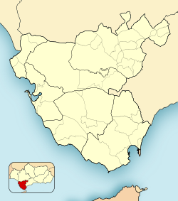 Map showing the location of Cape Trafalgar