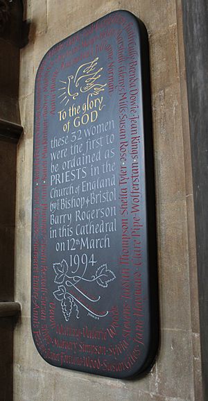 Ordination of women plaque, Bristol Cathedral