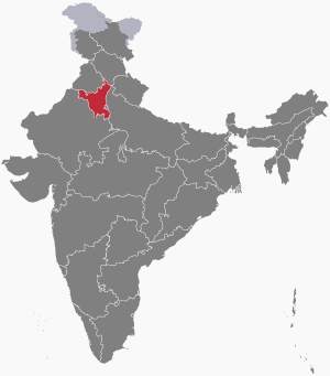 The map of India showing Haryana