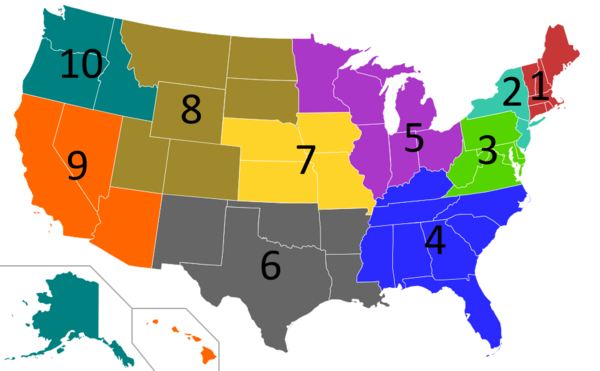 Regions of the United States EPA