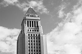Top part of Los Angeles City Hall Black&White
