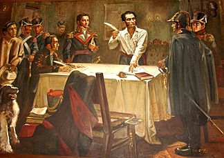 El Libertador Simón Bolívar, Firmando el Decreto de GUERRA A MUERTE contra los Españoles