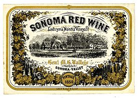 Wine label Lachryma Montis Vineyard,Sonoma Red Wine 1858