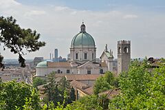 Brescia from above with the Duomo and the Torre del Popolo