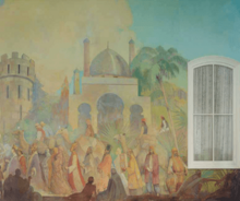 A detail of the north wall of the World Room in the Manti Utah Temple as painted by Minerva Teichert