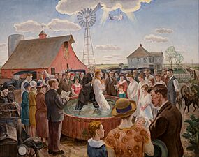 John Steuart Curry, Baptism in Kansas, 1928 1 15 18 -whitneymuseum (40349039654)