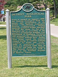 Detroit Zoo Historial Marker