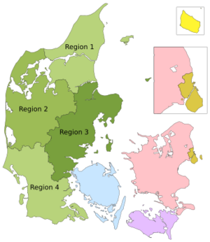 Danish regional football associations map