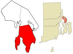 Location in Bristol County and the state of Rhode Island
